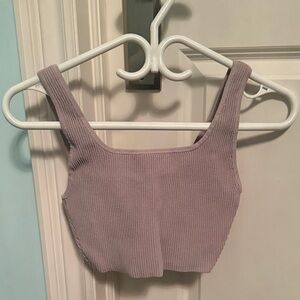 Babaton Lilac Ribbed Crop Top